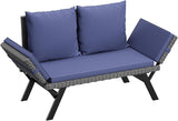 Flamaker Outdoor Convertible Sofa, Woven Rattan Patio Furniture Sunbed with Adjustable Armrests - Photo 1