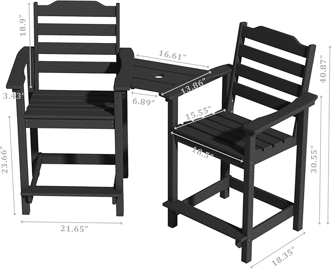 Tall Adirondack Chair, All Weather Resistant Adirondack Bar Stools for Patio, Lawn, Garden, Swimming Pool - Photo 3