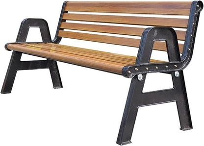 Metal Garden Bench with Backrest and Armrests, Weatherproof Outdoor Seating, Load Capacity 1100lbs for Garden, Porch, Backyard, and Park