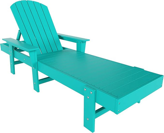 WestinTrends Dylan HDPE Outdoor Patio Poly Adirondack Reclining Chaise Lounge with Arms, Turquoise