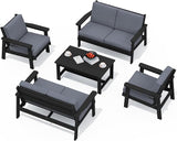 SERWALL HDPE Patio Furniture Set, 5 Piece All Weather Wood-Like Sectional Outdoor Furniture Set - Photo 1