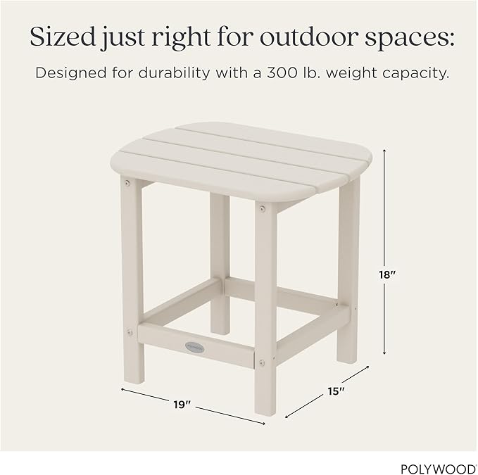 POLYWOOD SBT18SA South Beach 18" Outdoor Side Table, Sand