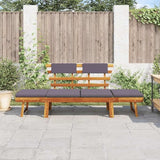 Outdoor Sun Bed with Brown Frame and Dark Grey Cushion, Solid Acacia Wood Daybed for Patio and Garden - Photo 3