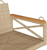 Patio Swing Bench Beige 4-Piece Set with Cushions, Modern Outdoor Woven Rattan Chair for Garden, Balcony, and Patio - Photo 7
