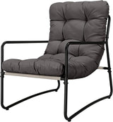 Outdoor Accent Chair, Modern Metal Outdoor Lounge Chair, Comfy Patio Accent Chair with Padded Seat - Photo 1