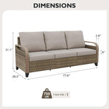 EAGLE PEAK Wicker Outdoor Patio Sofa Modern Rattan Patio Furniture Loveseat for Backyard Deck Porch Balcony - Photo 2