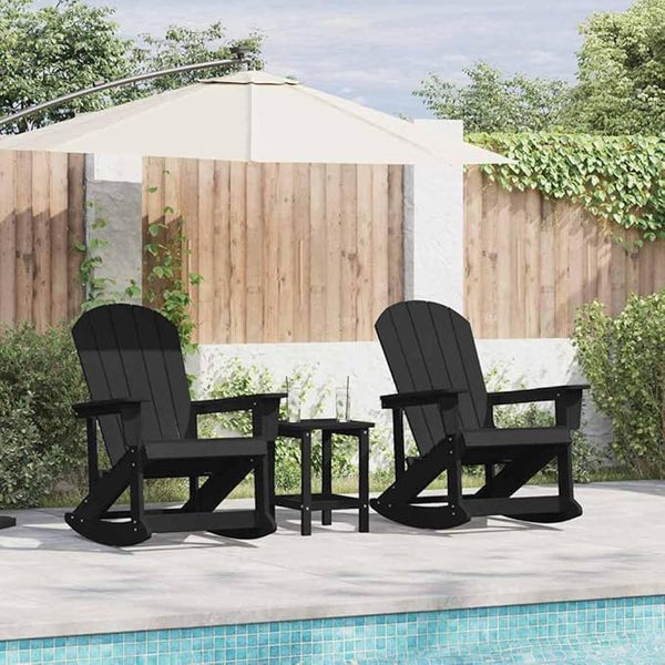 2 Pcs Adirondack Rocking Chairs Set, Weather-Resistant HDPE Outdoor Patio Furniture with Removable Cushions - Photo 1