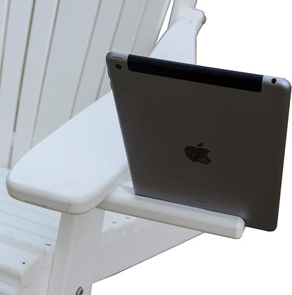 Furniture Barn USA Farmhouse Collection Poly Ladderback Folding Adirondack Chair with Smart Phone Holder, Gray