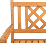 Wooden Bench Outdoor, 46 Inch 2-Person Rustic Farmhouse Style Wood Porch Garden Park Bench with Grid Back Design - Photo 9