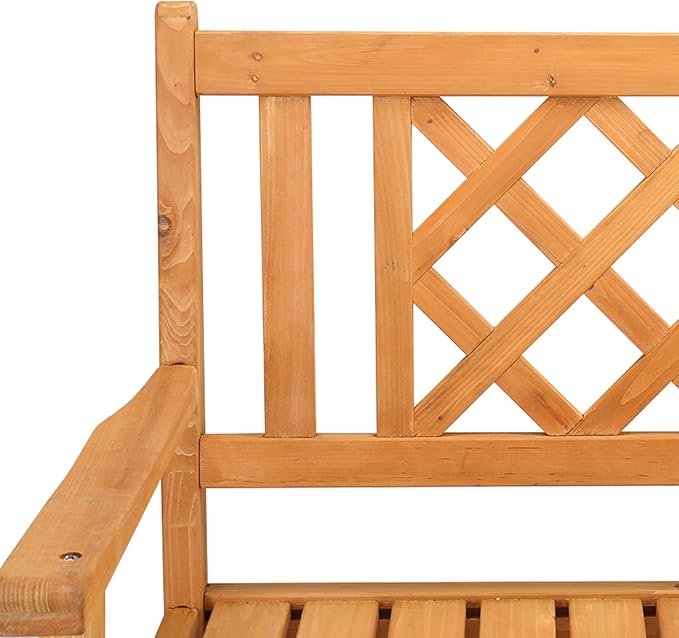 Patio Bench, Outdoor Wood Garden Bench with Backrest,2-Person Seat Bench Patio Furniture for Porch,Park,Garden Benches for Outdoors,Bench for Porch, Garden (Burlywood, 118 x 53 x 90CM)
