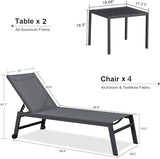 PURPLE LEAF 6-Piece Outdoor Chaise Lounge Oversized Pool Lounge Chairs with Easy-to-Move Wheels and Adjustable Backrest - Photo 8