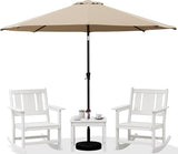 SERWALL Outdoor Rocking Chairs Set of 2 with 1 Side Table & 9ft Patio Umbrella - Photo 1