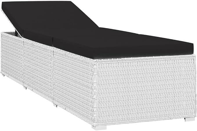 Sun Lounger White PE Rattan Patio Chaise Lounge Patio Sunbed for Pool Outside 76.8 in x 23.6 in x 12.2 - Photo 5