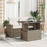 Adjustable Garden Table 39.4x21.7x28.7 in Grey PE Rattan with Tempered Glass Top Modern Outdoor Dining Table for Patio - Photo 3