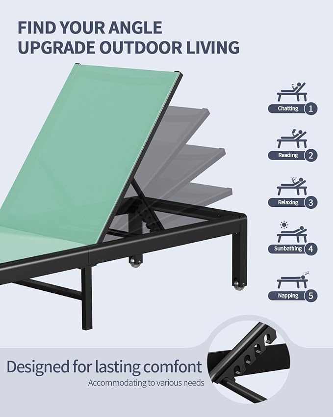 Aluminum Lounge Chairs Outdoor Chaise Furniture - Photo 6