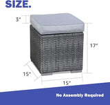 Patiorama 2 Pieces Assembled Outdoor Patio Ottoman - Photo 3