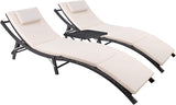 Devoko Patio Chaise Lounge Sets Outdoor Rattan Adjustable Back 3 Pieces Cushioned Patio Folding Chaise Lounge with - Photo 1