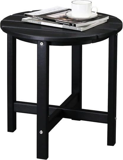Patio Side Table, Pool Composite Patio Table,HDPE End Tables for Backyard,Pool, Indoor Companion, Easy Maintenance & Weather Resistant (Style 2-Black)