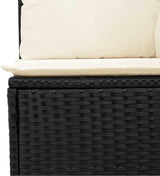 Modular Outdoor Garden Sofa with Removable Zippered Cover, Black and Cream White Woven Texture - Photo 9