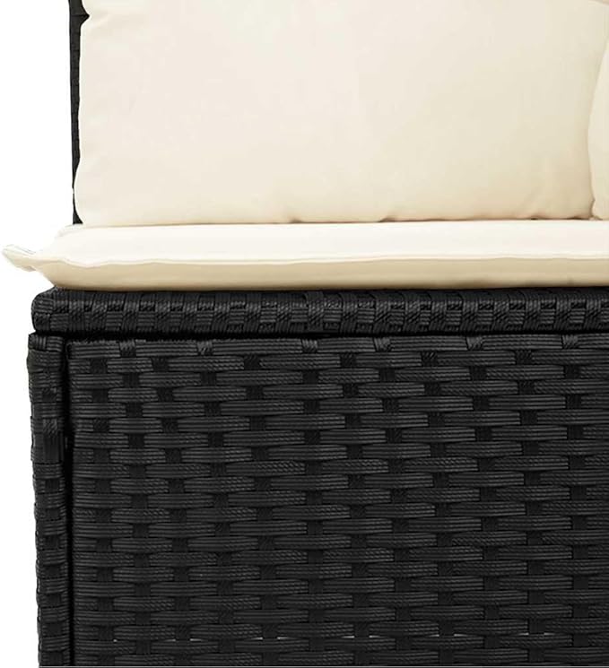 Modular Outdoor Garden Sofa with Removable Zippered Cover in Black and Cream White, Durable Powder-Coated Metal Frame for Patio Balcony