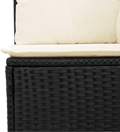 Modular Outdoor Garden Sofa with Removable Zippered Cover in Black and Cream White, Durable Powder-Coated Metal Frame for Patio Balcony