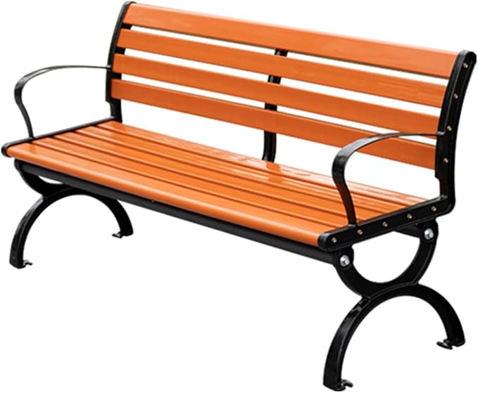 150cm Garden Park Bench with Backrest and Armrest Plastic Wood Garden Bench Porch Chair Weather-Resistant Square Chair - Photo 1