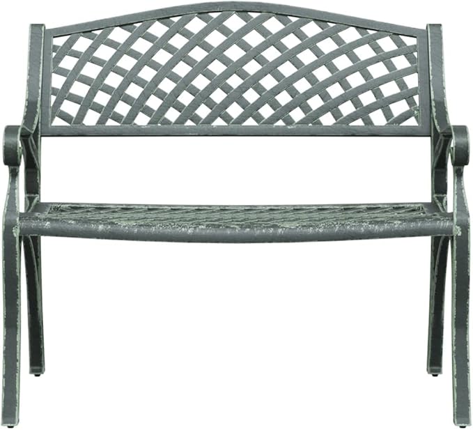 Garden Bench Green Cast Aluminum, Cast Iron Standard Park Bench Yard for Lawn Courtyard