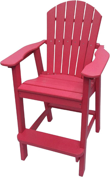 Phat Tommy Tall Adirondack Chair - HDPE Outdoor Furniture - Poly Adirondack Bar Stool - Heavy, Stress Free Furniture for Balcony, Deck, Patio, Front Porch, Cranberry Red