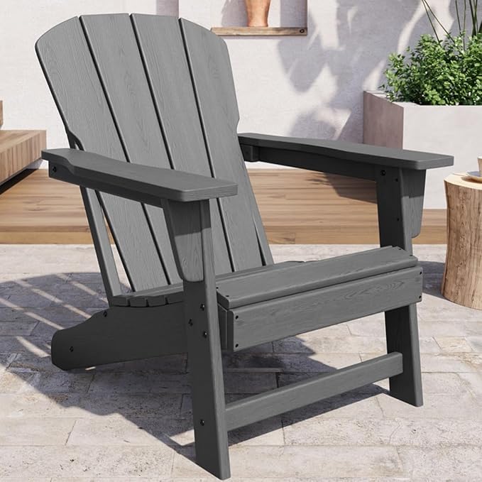 Modern HDPE Plastic Adirondack Chair - Oversize 380 LB Poly Lumber Weather Resistant Firepit Chair - Outdoor Patio - Photo 1