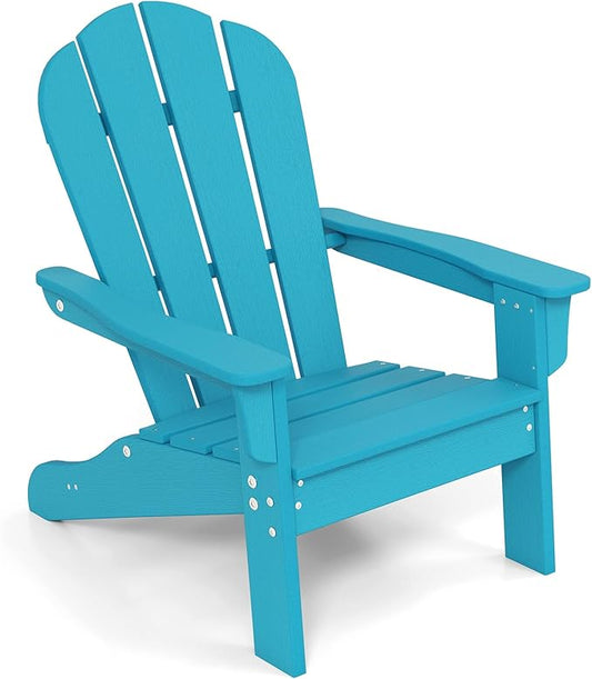 Costzon Kids Adirondack Chair, All-Weather HDPE Patio With High Backrest, Armrests, Fire Pit for Ages 3-8, Indoor Outdoor Lounge for Garden, Lawn, Yard (1,Turquoise)