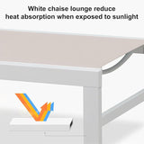 PURPLE LEAF Outdoor Lounge Chairs Set of 2 White Aluminum Chaise Lounge Chaisr Outdoor with Wheels and Armrest for - Photo 5