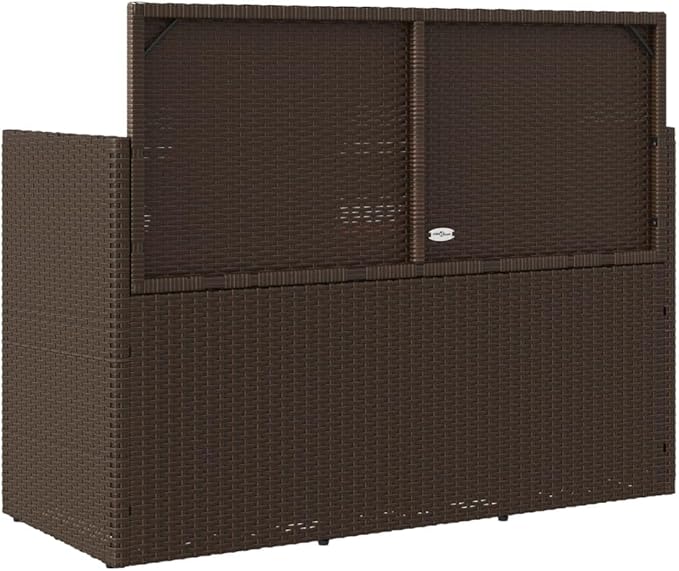 Garden Bench Deck Bench Patio Bench with Cushions Brown Poly Rattan - Photo 6