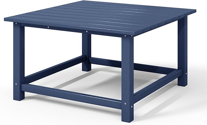 WestinTrends Malibu Low Outdoor HDPE Square Patio Coffee Table, Navy Blue