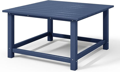 WestinTrends Malibu Low Outdoor HDPE Square Patio Coffee Table, Navy Blue