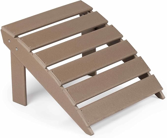 TITAN GREAT OUTDOORS Everwood Hilltop Driftwood Curve Back Poly Adirondack Ottoman