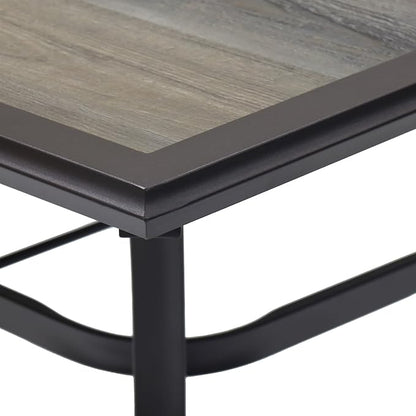 Square Patio Dining Table with Umbrella Hole, Laminated Top with Brown Metal Steel Frame 37" x 37" x 28"