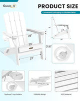 Folding Adirondack Chair, HDPE All-Weather Fire Pit Chairs, Plastic Adirondack Chairs with 2 Cup Holder - Photo 3
