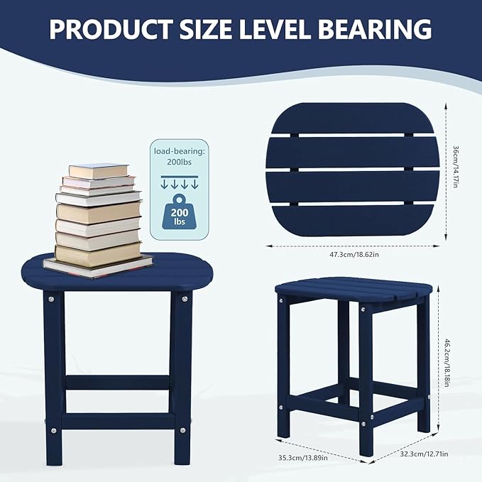 Adirondack Outdoor Side Table - 16.5" Square 2-Tier Patio Table with Weatherproof HDPE Material - Photo 3