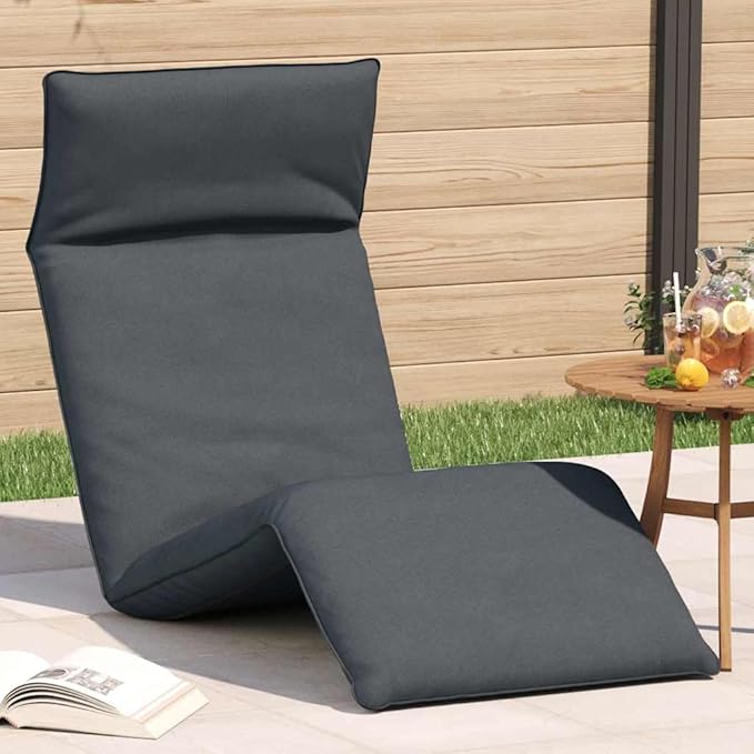 Gray Oxford Fabric Metal Frame Folding Sun Lounger with Adjustable Backrest and Foam Padding, Large Collapsible Outdoor Chaise Lounge for Patio Garden Beach, Water Resistant