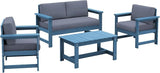 SERWALL 4 Pieces HDPE Outdoor Sofa Set with Cushion, All Weather Use Conversation Couch Set - Photo 9