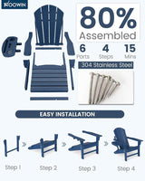 FOOWIN Folding Adirondack Chair Set of 2, HDPE Adirondack Chairs with Cup Holder - Photo 7