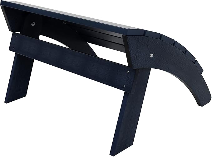WestinTrends Tuscany Adirondack Ottoman, Real Wood Like Outdoor Ottoman for Patio, All Weather Poly Lumber Folding Ottoman Footrest for Adirondack Chair, Navy