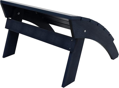 WestinTrends Tuscany Adirondack Ottoman, Real Wood Like Outdoor Ottoman for Patio, All Weather Poly Lumber Folding Ottoman Footrest for Adirondack Chair, Navy