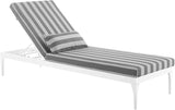 Modway Perspective Aluminum Outdoor Patio Chaise with Cushions, Lounge Chair, White Striped Gray - Photo 3