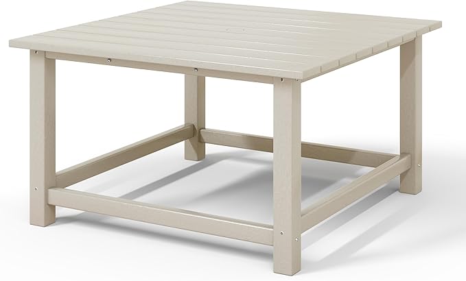 WestinTrends Malibu Low Outdoor HDPE Square Patio Coffee Table, Sand