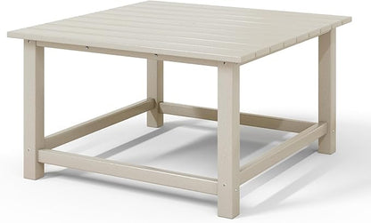 WestinTrends Malibu Low Outdoor HDPE Square Patio Coffee Table, Sand