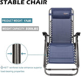 VINGLI Upgraded Zero Gravity Chair Set of 2 Lounge Outdoor Chairs with Trays and Pillows - Photo 3