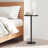 Black Drink Table Small Round Pedestal Side Table with Marble Base Modern Cocktail Table for Patio Sofa Couch Chair - Photo 7