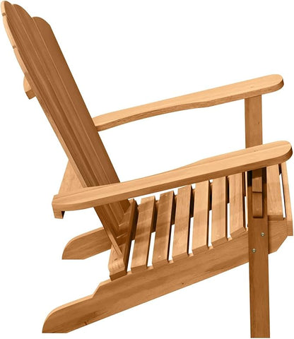 Brown Solid Teak Wood Adirondack Chair 2 pcs 78 x 77 x 95 cm for Garden Patio Outdoor Seating with Reclining Backrest and Carved Armrests