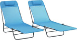 Outsunny 2 Piece Folding Chaise Lounge Chairs, Pool Sun Tanning Chairs with Reclining Back, Breathable Mesh Seat - Photo 1